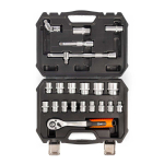Набор инструментов 22 предмета 20 насадок/головок для торцового гаечного ключа КВТ