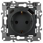 Розетка ЭРА Серия 12 12-4108-12 2P+E 16A-250В со шторками с USB type-A+C 5В-3А графит Розетка ЭРА Серия 12 12-4108-12 2P+E 16A-250В со шторками с USB type-A+C 5В-3А графит