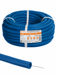 Труба гофрированная ПНД d 16 с зондом (25 м) легкая синяя TDM