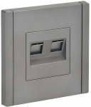 Розетка 2гн комп+ТФ RJ45+RJ11 с/у сталь кат.5E FP535 FORTE&PIANO IEK (1/10/100)