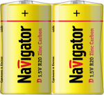 Элемент питания R20 (D) солевой бл. 2шт  Navigator (2/24/288)