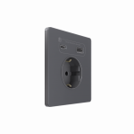 Systeme Infinity, Розетка С/У с ЗК и зар.устр.USB А+С 20Вт (250В, 16А, защ.шт.), Вулканический пепел Systeme Infinity, Розетка С/У с ЗК и зар.устр.USB А+С 20Вт (250В, 16А, защ.шт.), Вулканический пепел