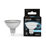 Лампа светодиод 5Вт GU5.3 4100K 530Лм MR16 12В Gauss Black (1/10/100)