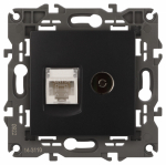 Розетка 2гн комп+ТВ RJ45+TV с/у антрацит механизм кат.5е 14-3110-05 Elegance ЭРА Розетка 2гн комп+ТВ RJ45+TV с/у антрацит механизм кат.5е 14-3110-05 Elegance ЭРА