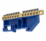 Шина "N" нулевая 6х9мм 14/1 (14 групп/крепеж по центру) с изолятором на DIN-рейку (20 шт/уп) Промрукав