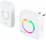 Звонок дверной ЭРА POLYCOLOR C101 беспроводной RGB подсветка от сети белый 36 мелодий Звонок дверной ЭРА POLYCOLOR C101 беспроводной RGB подсветка от сети белый 36 мелодий