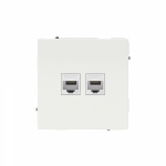 Компьютерная розетка RJ-45 без шторки, кат.6А двойная, KANT, белая магнолия