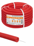 Труба гофрированная ПНД d 25 с зондом (25 м) легкая красная TDM