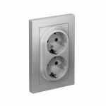 Розетка 2гн с З/К с/у алюминий в сборе 16А AtlasDesign Systeme Electric (1/6)