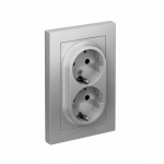 Розетка 2гн с З/К шторки с/у алюминий в сборе 16А AtlasDesign Systeme Electric Розетка 2гн с З/К шторки с/у алюминий в сборе 16А AtlasDesign Systeme Electric