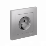 Розетка 1гн с З/К шторки с/у алюминий в сборе 16А AtlasDesign Systeme Electric Розетка 1гн с З/К шторки с/у алюминий в сборе 16А AtlasDesign Systeme Electric