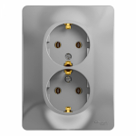 Розетка 2гн с З/К с/у алюминий в сборе 16А Glossa Systeme Electric (1/10/60) Розетка 2гн с З/К с/у алюминий в сборе 16А Glossa Systeme Electric (1/10/60)