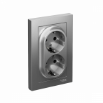 Розетка 2гн с З/К с/у сталь в сборе 16А AtlasDesign Systeme Electric (1/10)