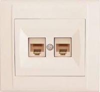 Розетка 2гн комп+комп RJ45+RJ45 с/у крем кат.5е Defne Makel  (1/12/120)