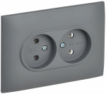 Розетка 2гн без З/К с/у серый в сборе 10А SK-R10Gr SKANDY IEK (1/10/100)