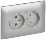 Розетка 2гн без З/К с/у серебряный в сборе 10А SK-R10S SKANDY IEK (1/10/100)