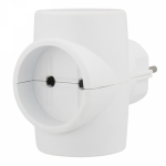 Тройник 3гн "Евро" без з/к 220В, 6/10А белый Токер REXANT (1/1/120)