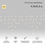 Гирлянда "Айсикл" 4,8х0,6 м, с эффектом мерцания, белый ПВХ, 176LED, Тёплый белый Neon-Night (1/1/1)