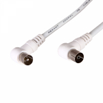 Шнур ТВ штекер - ТВ гнездо 1,5м Угловой Белый REXANT (10/10/150)