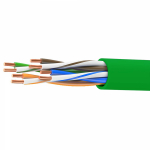 Кабель витая пара кат. 5E неэкранированный U/UTP, 4 пары, нг(А)-HF, цвет внешней оболочки зелёный, коробка 305 м