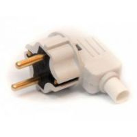 Вилка угловая с З/К белая с кембриком 16А Беларусь (10/250)