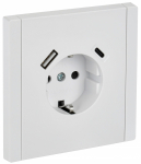 Розетка 1гн с З/К+2хUSB A+C шторки с/у белый винт.клем 18Вт 16А FP247 FORTE&PIANO IEK (1/10/100)