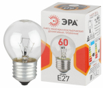 Лампочка ЭРА P45 60Вт Е27 / E27 230В шар прозрачный (КНР)