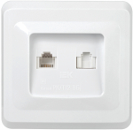 Розетка 2гн комп+ТФ RJ45+RJ11 с/у белый кат.5е РK/T12-ВБ ВЕГА GENERICA IEK (1/50/200)