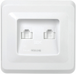 Розетка 2гн комп+комп RJ45+RJ45 с/у белый кат.5е РК10-2-ВБ ВЕГА GENERICA IEK (1/50/200)