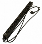 Hyperline SHE-12SH-2IEC-2.5EU Блок розеток, 12 розеток Schuko+2хIEC320 C13, 16 A, 250В, кабель питания 3х1.5мм2, длина 2.5 м, с вилкой Schuko, 730x44.