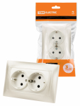 Розетка двойная 2П+З 16А 250В перламутр "Лама" TDM Розетка двойная 2П+З 16А 250В перламутр "Лама" TDM