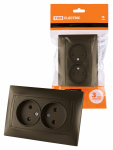 Розетка 2гн без З/К с/у бронза 10А Лама TDM