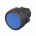 Фронтальная часть нажимной кнопки плоск., 1 упр. элемент цвет синий с круг. линзой, без фиксации, DKC