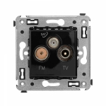 Розетка 3гн ТВ+радио+спутник TV+R+SAT оконечная с/у черный квадрат механизм Avanti DKC Розетка 3гн ТВ+радио+спутник TV+R+SAT оконечная с/у черный квадрат механизм Avanti DKC