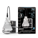 Лампа светодиод 3Вт груша А60 Е27 4000К 130Лм с солнечной панелью Gauss Black (1/40 Лампа светодиод 3Вт груша А60 Е27 4000К 130Лм с солнечной панелью Gauss Black (1/40
