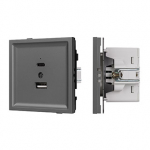 Механизм USB розетки SCT-TENDO-MUAC-SFPL-GR (5V, 3A, QC3) (Arlight, Матовый графитовый)