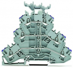 Зажим клеммный проходной 93.5мм размер ячейки 5.2мм на DIN-рейку 3 уровня сечение провода 4мм² 24А 500В термопласт Wago Зажим клеммный проходной 93.5мм размер ячейки 5.2мм на DIN-рейку 3 уровня сечение провода 4мм² 24А 500В термопласт Wago