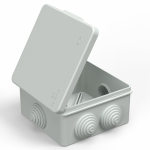 Коробка разветвительная 100х100х50 о/у серая с 6 кабельными вводами под монтажный пистолет безгалогенная (HF) IP55 Промрукав (1/60)