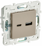 Розетка 2гн USB+USB A+C с/у шампань механизм 18Вт SK-R13Sh SKANDY IEK (1/10/100)