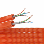 Электротруба ПНД гибкая гофрированная д. 16 мм, цвет оранжевый, с кабелем витая пара 5EU/UTP нг(А)-HF, 100 м