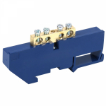 Шина "N" нулевая с синим изолятором на DIN-рейку 6x9мм стойка бол. 4 группы REXANT