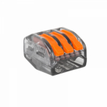 Клемма на 3 пров. 222-413 (0,08-4 мм) с рычажком прозрачная (10шт/упак) REXANT (1/10/10) Клемма на 3 пров. 222-413 (0,08-4 мм) с рычажком прозрачная (10шт/упак) REXANT (1/10/10)