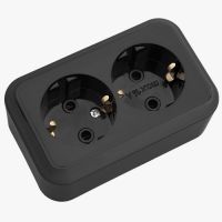 Розетка 2гн с З/К о/у черный 16А IP20 Пралеска Беларусь (1/50)