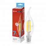 Лампа светодиод 7Вт свеча на ветру Е14 6500К 810Лм филамент прозр deco IN HOME (10/50)