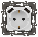 Розетка ЭРА Elegance 14-4109-01М 2P+E 16A-250В, штор. с 2xUSB 5В-3А, белый матовый Розетка ЭРА Elegance 14-4109-01М 2P+E 16A-250В, штор. с 2xUSB 5В-3А, белый матовый