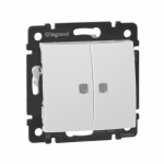 Выключатель 2кл с подсв с/у белый (зелен.лампа) механизм IP20 Valena Legrand (1/10/100) Выключатель 2кл с подсв с/у белый (зелен.лампа) механизм IP20 Valena Legrand (1/10/100)