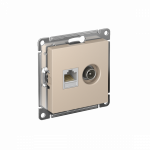 Розетка 2гн комп+ТВ RJ45+TV с/у песочный механизм AtlasDesign Systeme Electric (1/10)