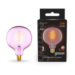 Лампа светодиод 5Вт 190Лм 1800К Е27 G125 pink flexible LED Gauss Filament 1/10 Лампа светодиод 5Вт 190Лм 1800К Е27 G125 pink flexible LED Gauss Filament 1/10