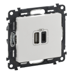 Valena LIFE.Зарядное устройство с двумя USB-разьемами тип А-тип С 240В/5В 3000мА.С лицевой панелью.Цвет Белый Valena LIFE.Зарядное устройство с двумя USB-разьемами тип А-тип С 240В/5В 3000мА.С лицевой панелью.Цвет Белый