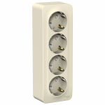 Розетка 4гн с З/К шторки о/у молочный изол.пласт. 16А  IP20 Blanca Systeme Electric